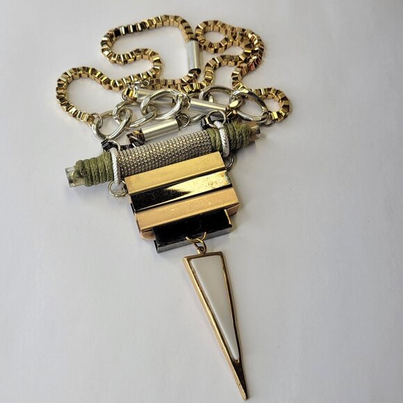 Vintage Gold and Silver tone Pendant Necklace - Picture 1 of 13